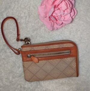 Dooney & Bourke Tan and Brown Wristlet